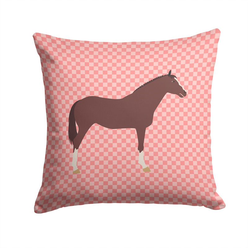 Coussin extérieur à contrôle de cheval english thoroughb, 14 po x 14 po, Rose