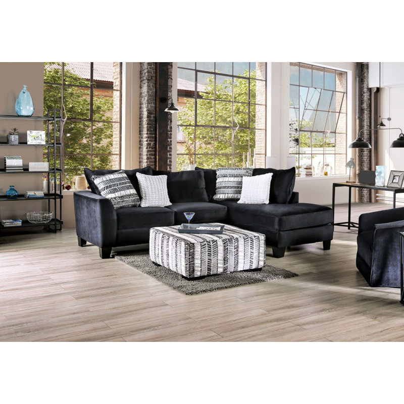 Canapé modulaire de 107,4 po de largeur, noir, Microfibre noire