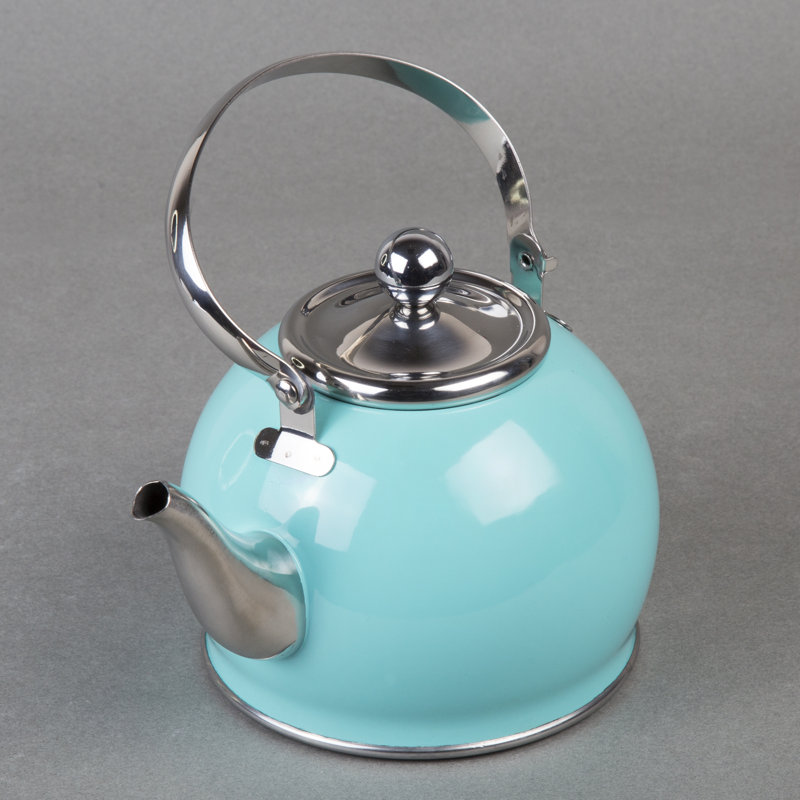 Creative Home 1 pte Bouilloire pour cuisinière en acier inoxydable, Bleu aqua / argent