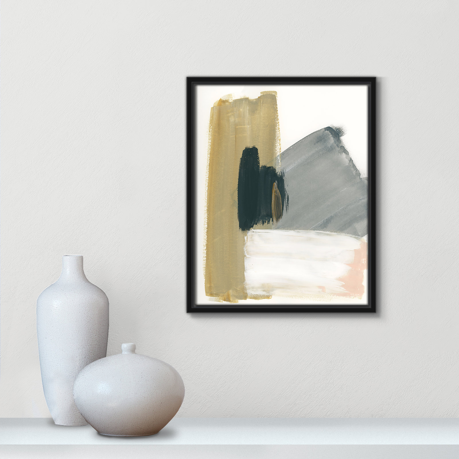 Herma "Marble Block Symmetry II" Print, 15.5" H x 12.5" W x 2" D, Black Framed
