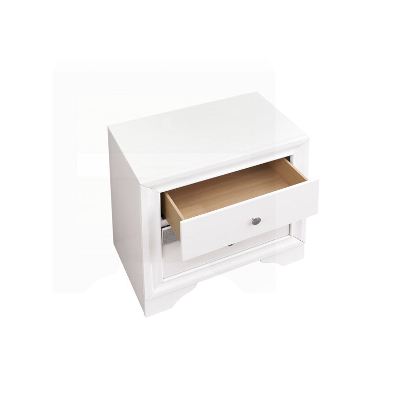 Élégante table de chevet blanche avec tiroirs doublés de feutre