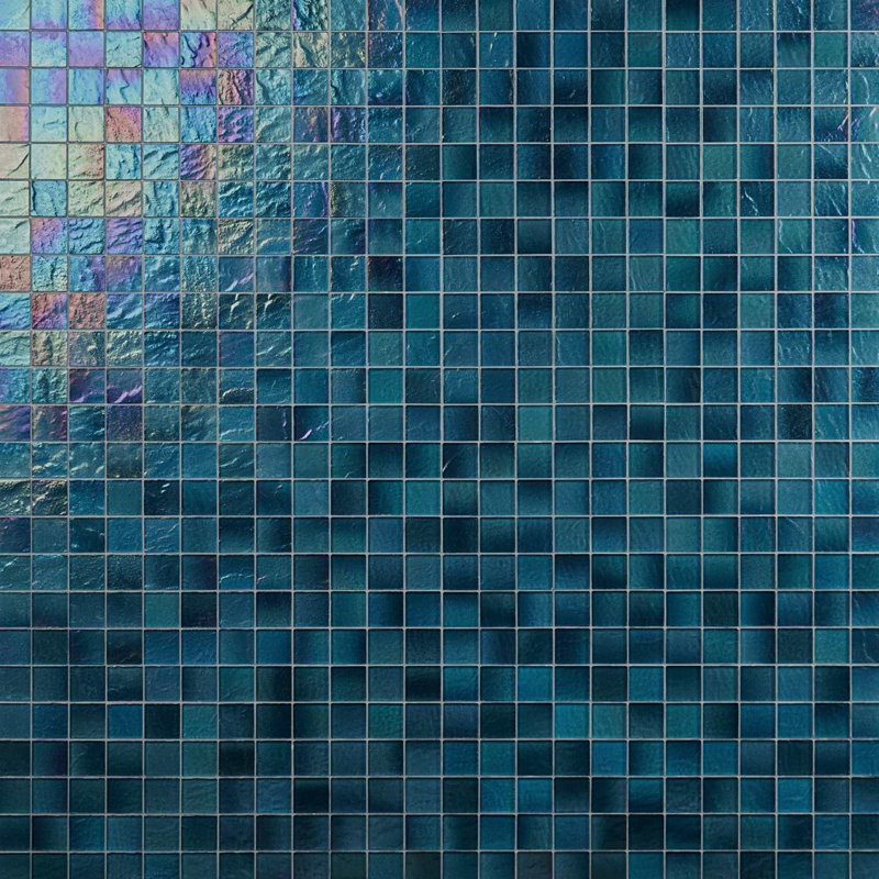 Splash 2X2 Polished Glass Mosaic Tile, Tropical Blue