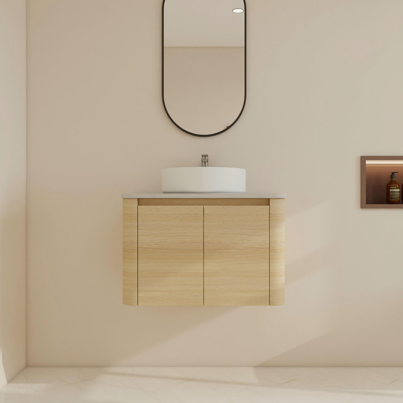 Ensemble de meuble-lavabo simple mural 30 po avec lavabo en céramique, Blanc lustré