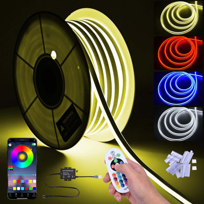 Croxton DELight RGB LED NEON Rope Lights with APP & Remote Comtrol Cuttable Commercial Waterproof Strip Lights Music Sync DIY Decoration