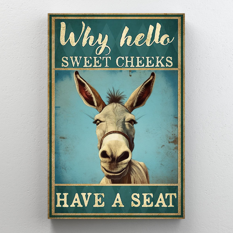 «Donkey Have A Seat», reproduction d'art graphique sur toile tendue, H 36 po x l 24 po x P 1,25 po