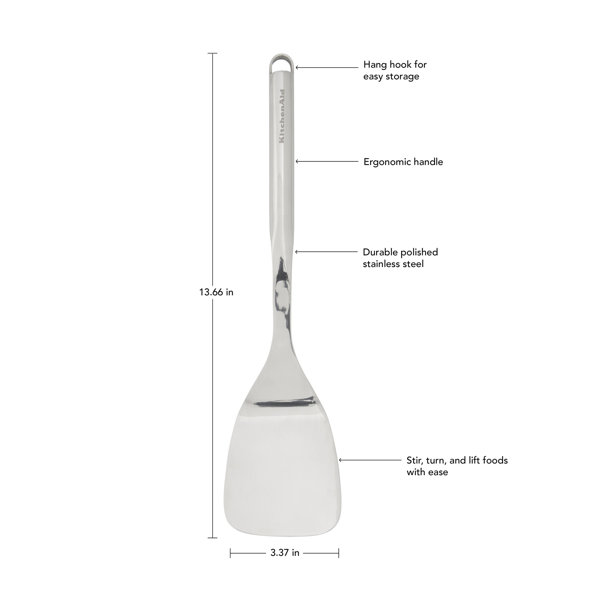 KitchenAid Premium Slotted Turner with Hang Hook, 13.6-inch, Stainless Steel