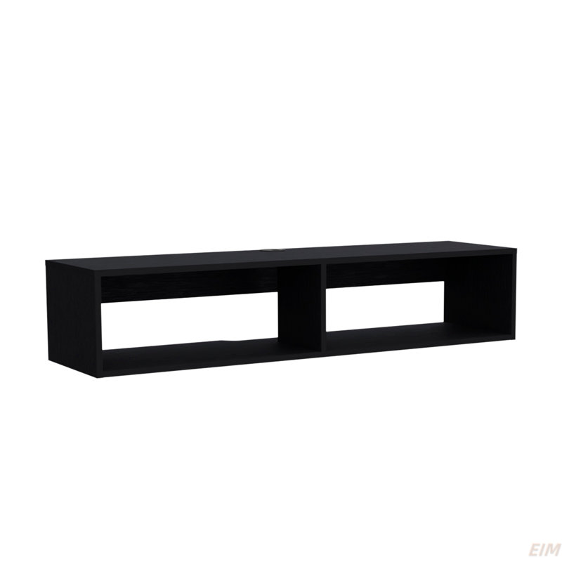 2-Shelf Central Floating Media Rack, Black, 10" H x 47.7" W x 12.6" D