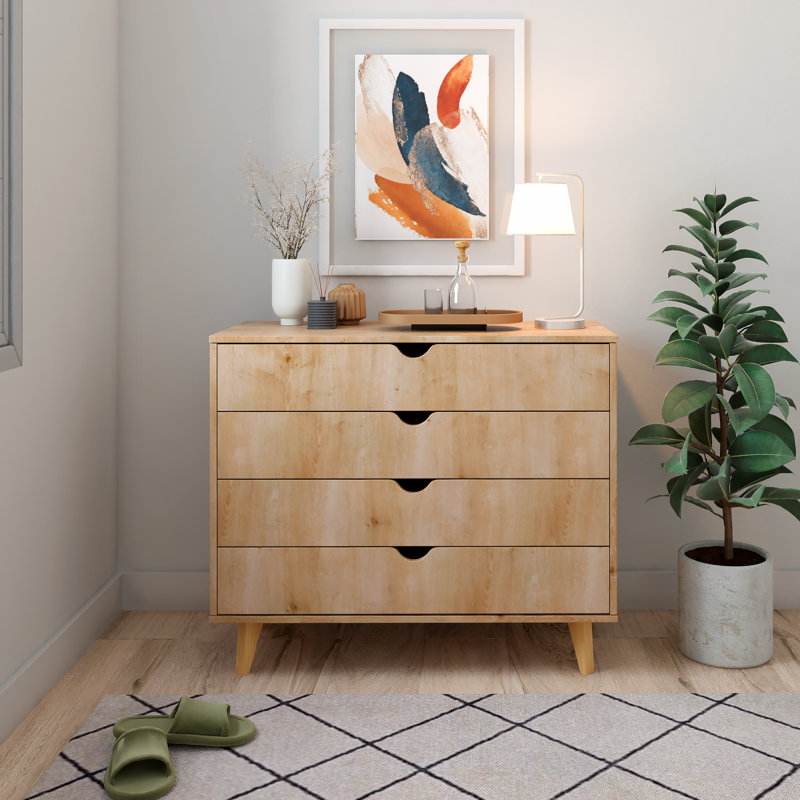 Commode standard à 4 tiroirs l 35 po, Naturel
