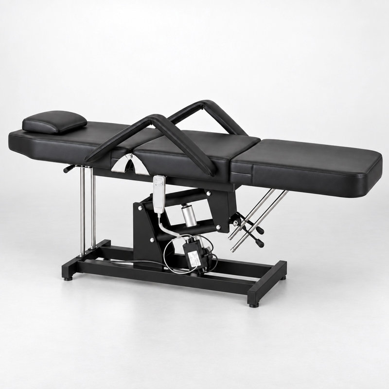Fauteuil de soin du visage électrique à hauteur réglable avec tabouret à roulettes et coussin amovible - Noir, Noir