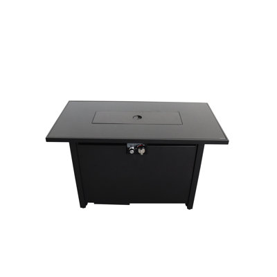 Table de foyer d'extérieur en acier, H 25 po x l 42 po, noire, acier tendance avec couvercle