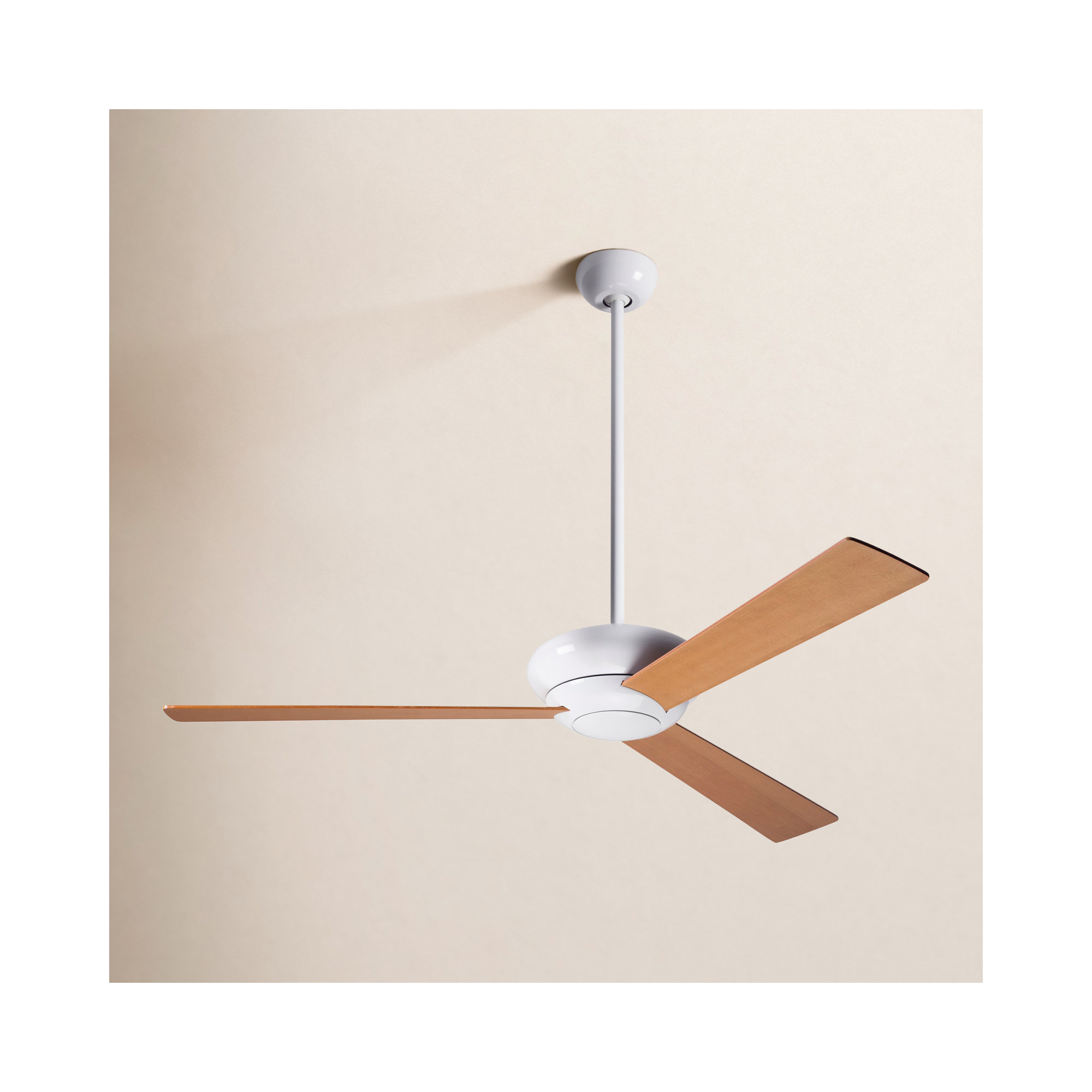 52'' 3 Blade Ceiling Fan, Maple, Gloss White, Handheld Remote Control (2-wire)