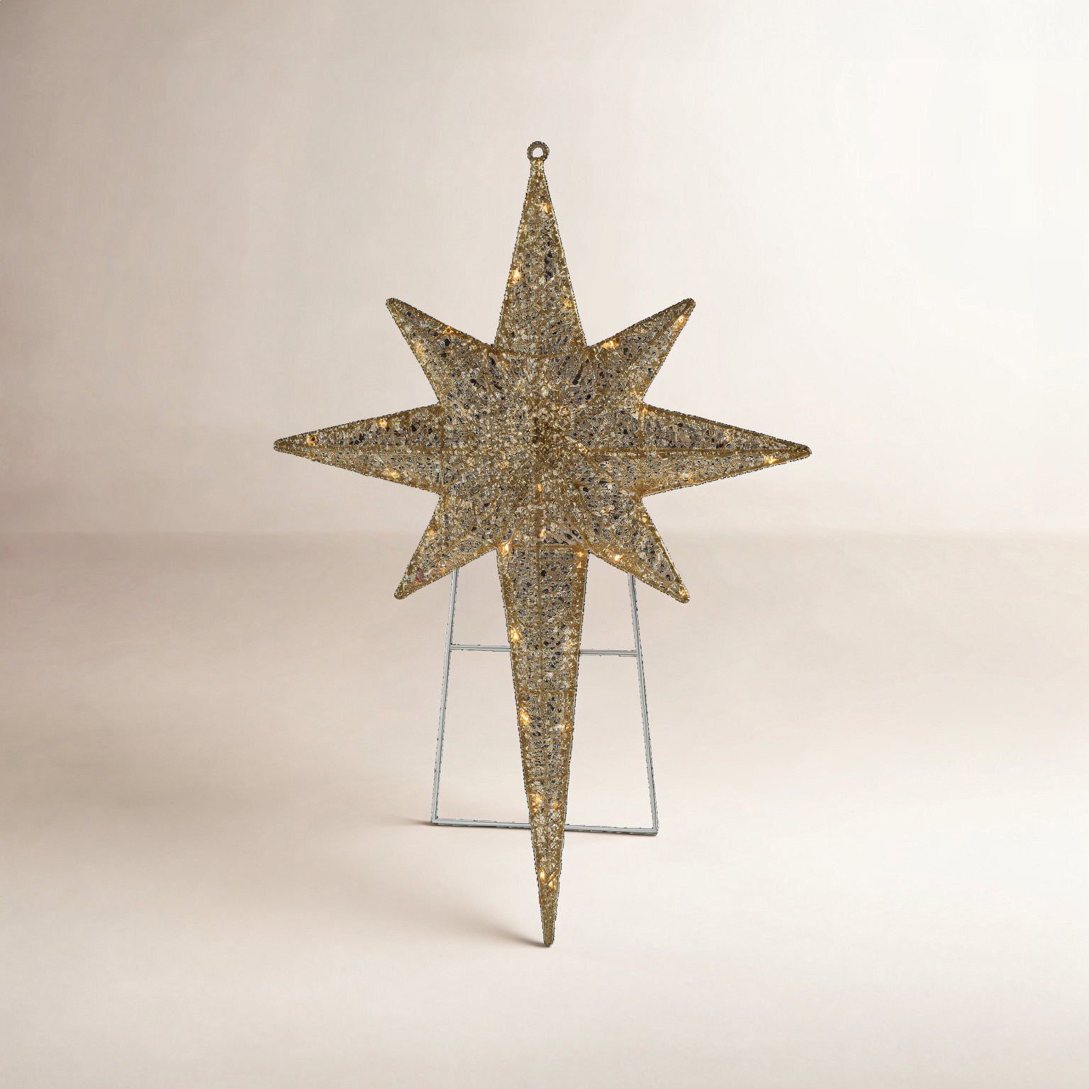 36" LED Lighted Gold Star of Bethlehem Decor