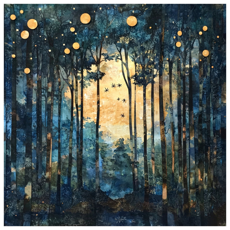 Abstract Forest Moonlight Window Curtains, Forest Sheer & Blockout Curtains - 1 Panel, 50 po x 92 po - 1 panneau, Blockout