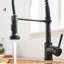 Robinet de cuisine noir commercial - rétractable, alimentation en eau stable, débit facile à régler, température et mat pour l'installation du lavabo, fuite réduite, sortie multifonctionnelle