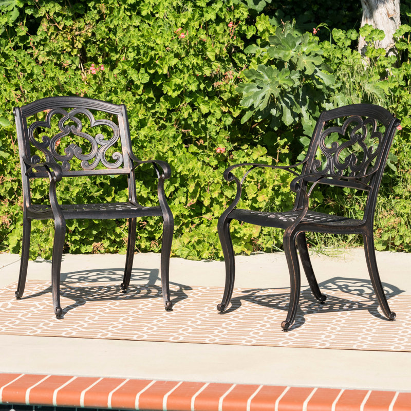 Ensemble de 2 chaises de salle à manger d'extérieur en aluminium coulé AUSTIN, élégantes et durables