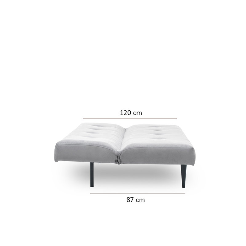 Canapé convertible à dossier capitonné de 72,8 po de largeur Breadon, 100 % polyester gris