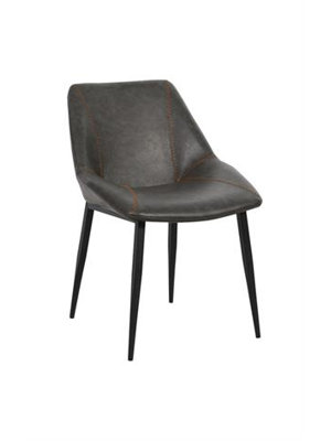 Chaise moderne en métal avec siège en vinyle et coutures décoratives pour l'intérieur