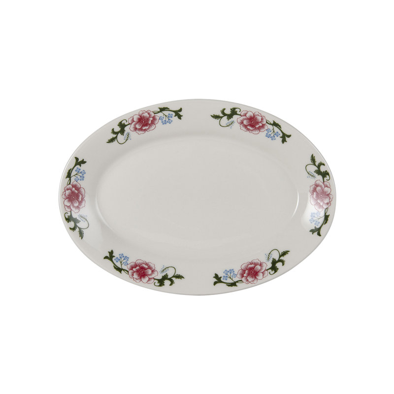 Tuxton Western Rose Porcelain Condiment Server, 1.12" H x 10.63" L x 7.38" W