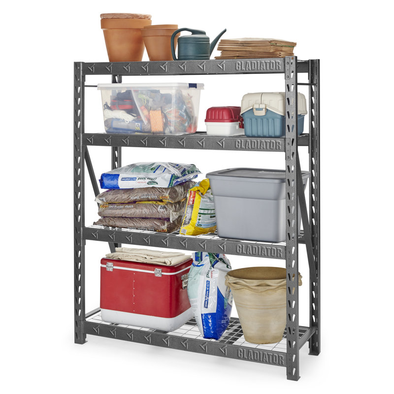 60" Wide Heavy Duty Rack With Four 18" Deep Shelves, Gray