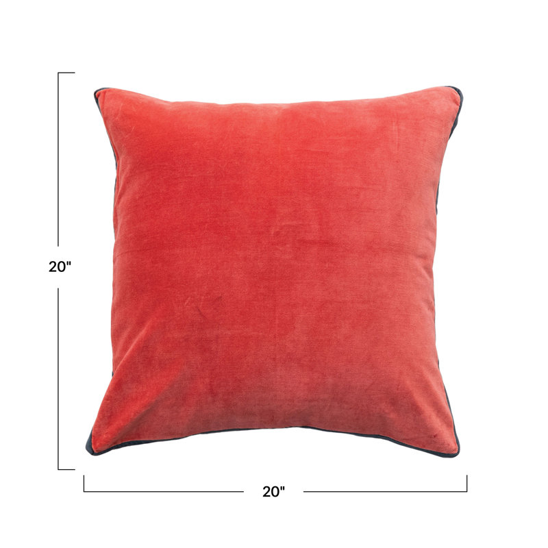 Berry and Navy Cotton Velvet Square Throw Pillow