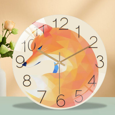 Horloge murale en forme de renard, art décoratif, horloge murale 12 po