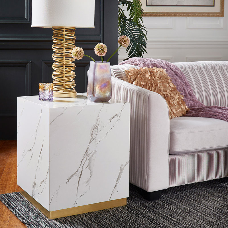 Roman End Table, White