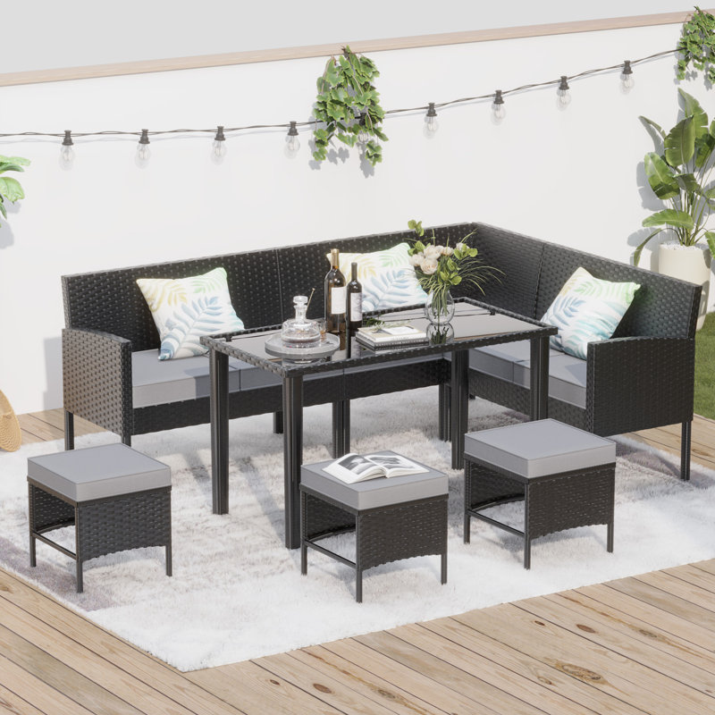 5-Piece Comfort Outdoor Set for Small Areas - Breathable Cushions & All-Weather Rattan, Gray