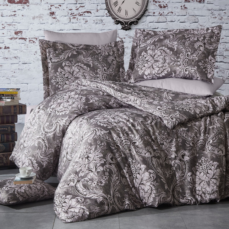 Ensemble de housse de couette 100% coton brun / beige Johson