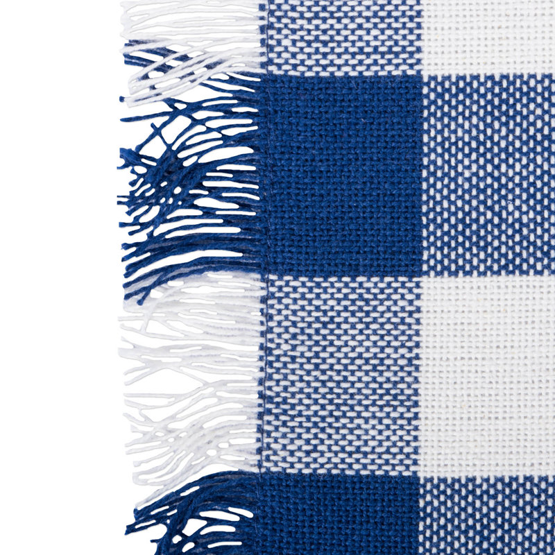 Laszlo Gingham 100% Cotton Table Runner, 14" L x 108" W, Wine