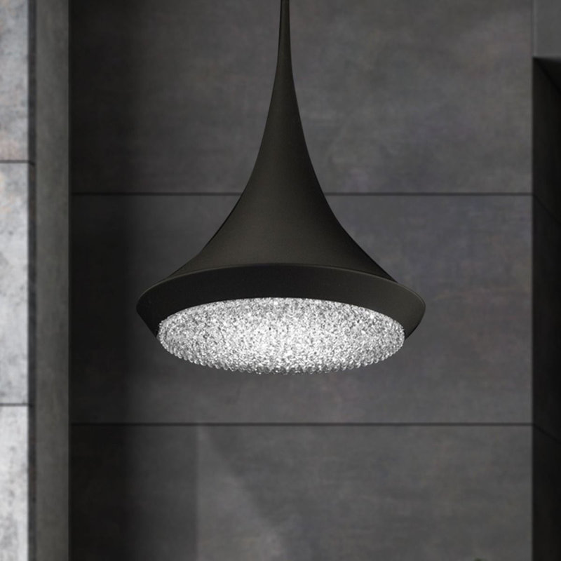 1 - Light LED Pendant, Black, 24" H x 18" W x 18" D