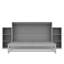 Grand lit en gris, avec tiroirs et tablettes spacieux, parfait pour les chambres compactes, lit gris, espace de construction-129990292