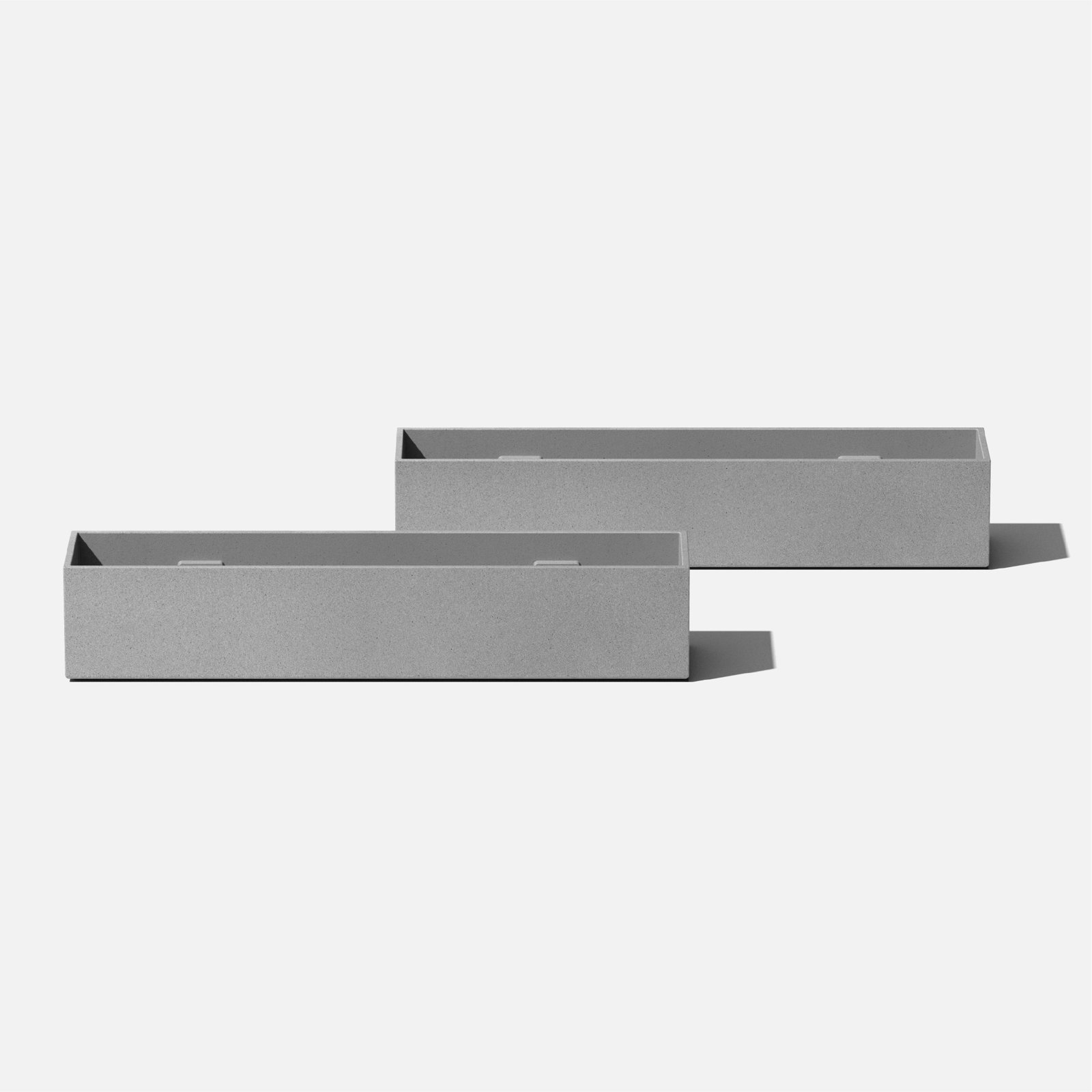 Geo Series Planter Box, 3" H x 16" W x 3.5" D, Set of 2, Gray