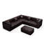Ensemble de canapé modulaire en forme de L de 132,5 po, canapé modulaire 5 places rembourré en similicuir avec conception touffetée à la main pure, 1 repose-pieds et 5 coussins, combinaison multiple pour le salon