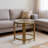 18.3"  round double-layer glass side table, with a golden industrial-style metal frame