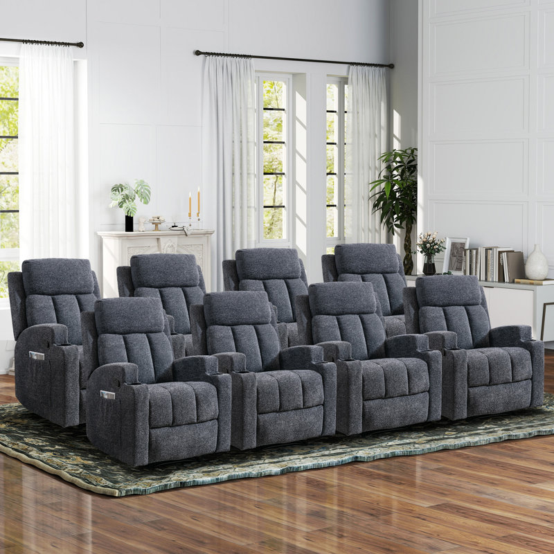Dartee 33.07"W Manual Massage Recliner Chair With Heating Function & Dual Cup Holders - Soft Microfiber Home Theater Seating