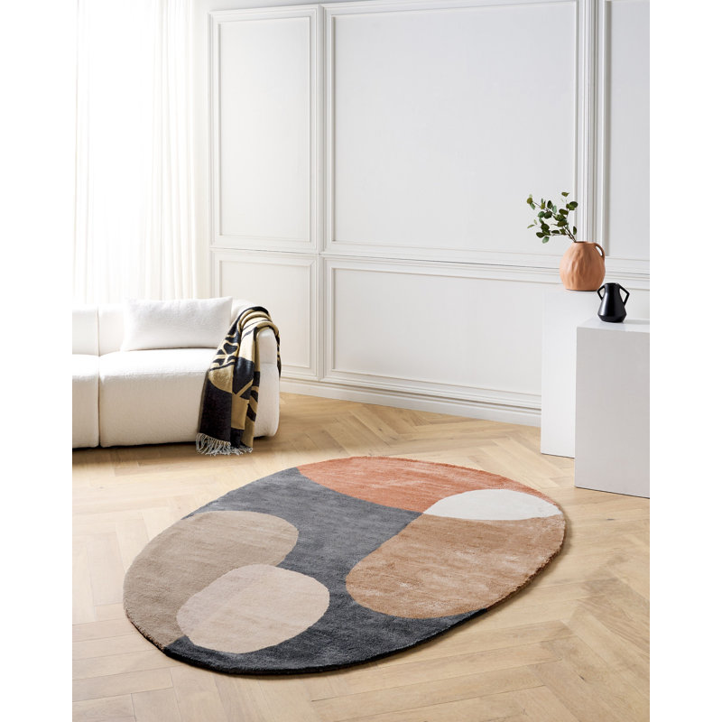 Oval Delfina Geometric Hand Tufted 160cm X 230cm Area Rug
