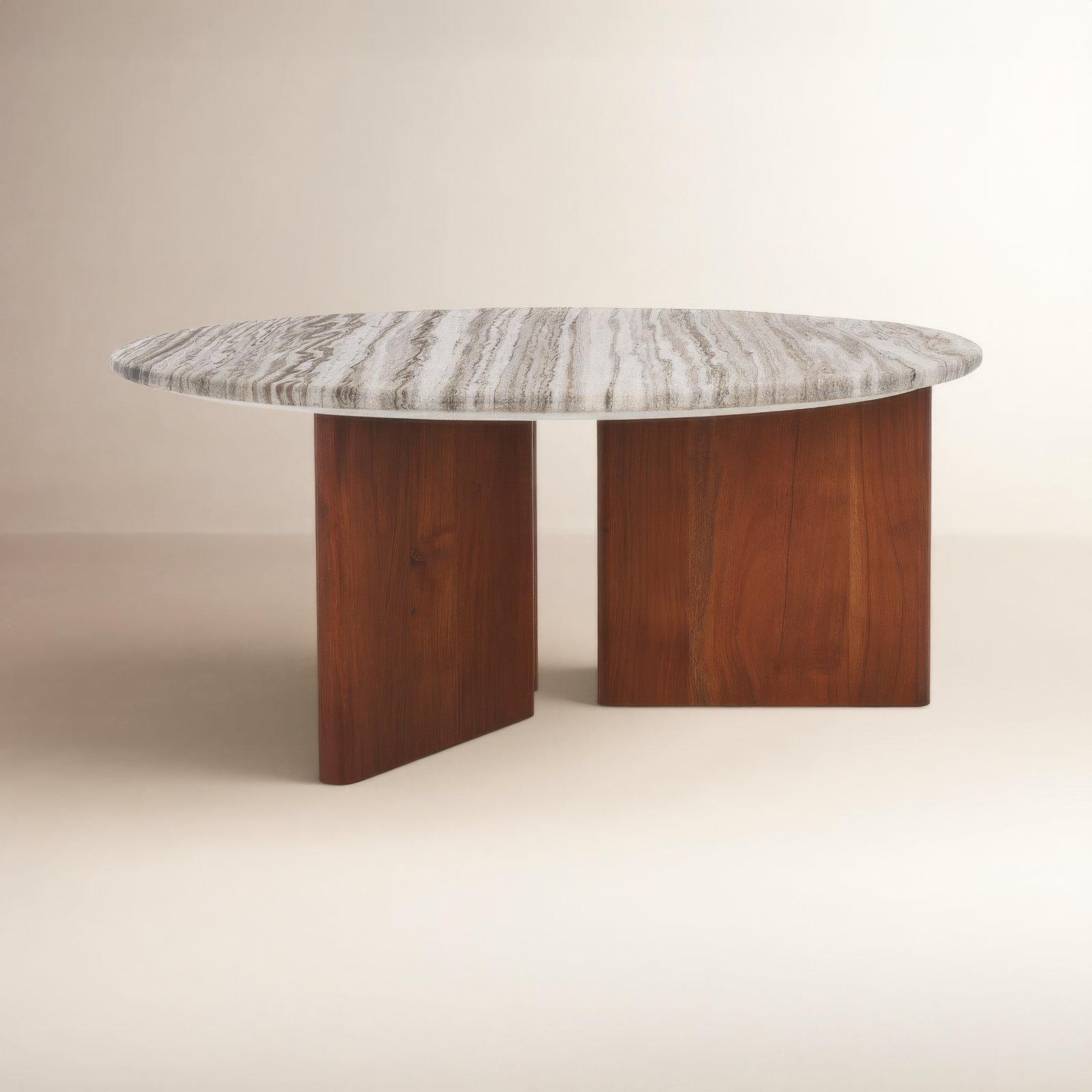 Ferney 35" Genuine Marble Coffee Table, Walnut