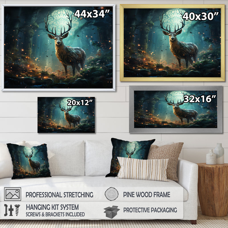 «Deer Enchanted Forest II», reproduction sur toile, Toile tendue, H 12 po x l 20 po x P 1 po