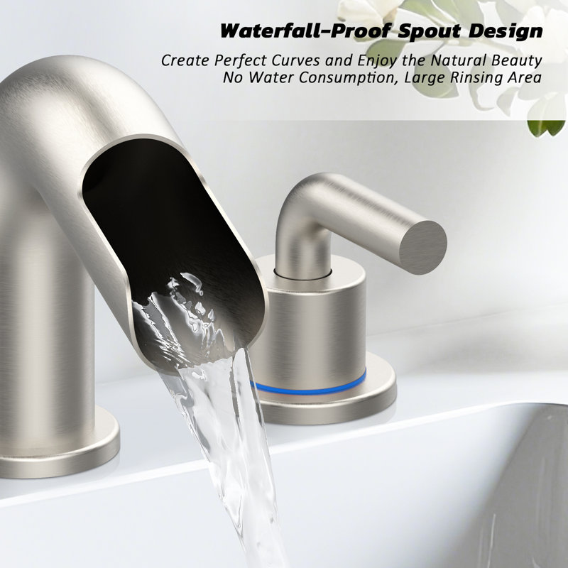 Widespread Faucet 2-handle Bathroom Faucet with Drain Assembly, Brushed Nickel