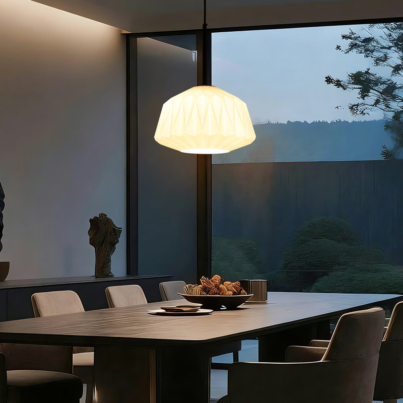 Luminaire suspendu moderne 1 lumière à intensité variable 11,81 "avec abat-jour géométrique en verre pour îlot de cuisine, salle à manger, chambre à coucher, couloir
