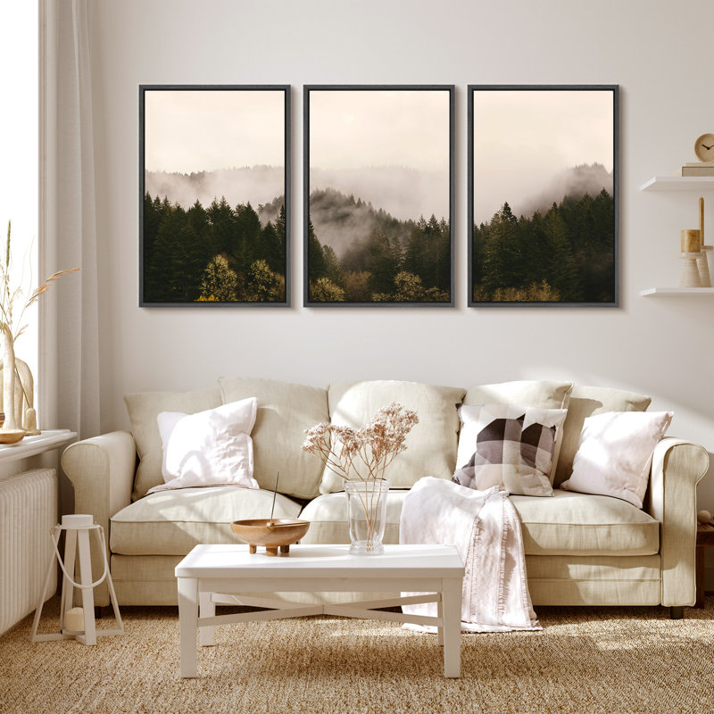 Framed Abstract Landscape Canvas Print in Brown and Green