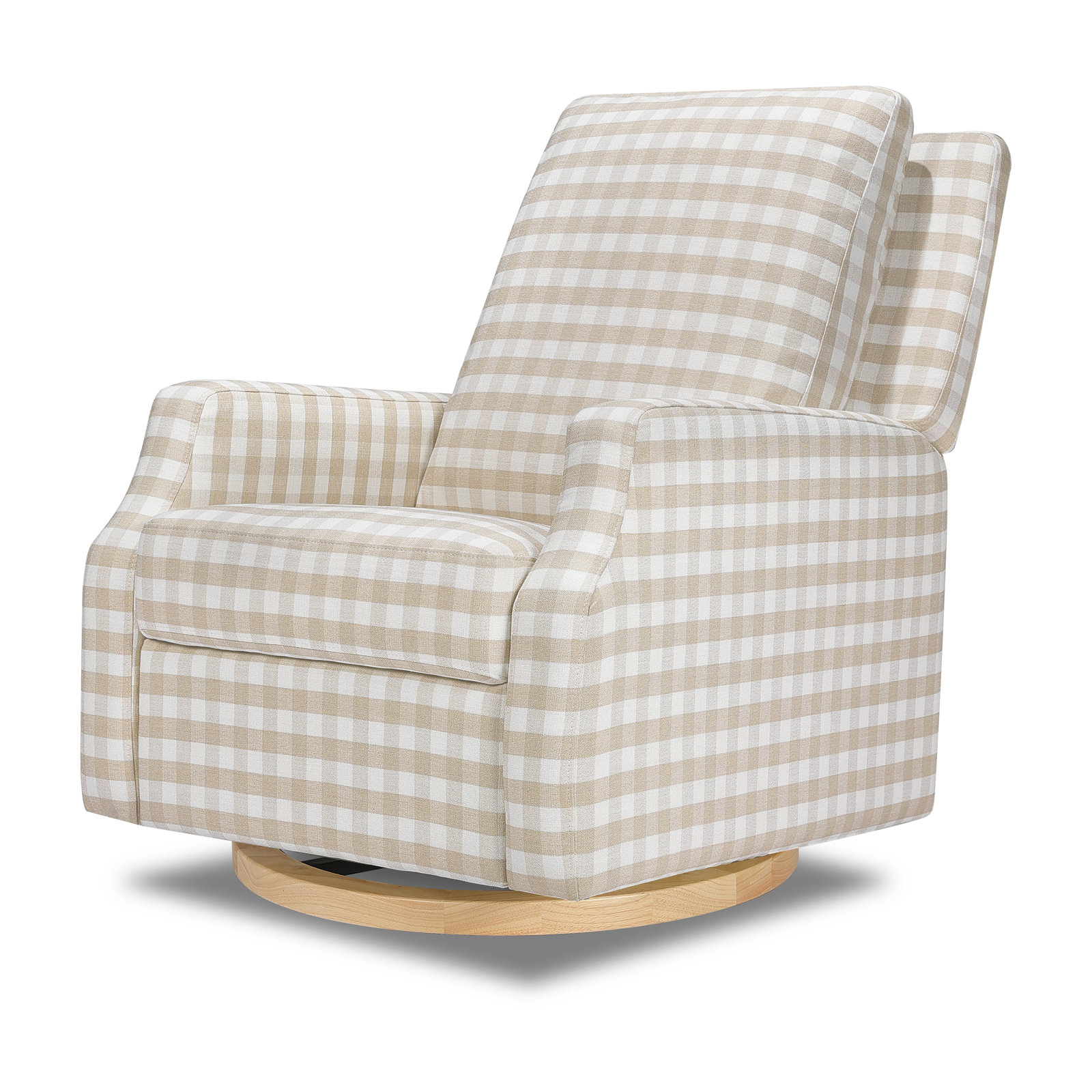 Crewe Recliner and Swivel Glider, Tan Gingham Polyester Blend