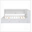 Lit de jour en bois pleine grandeur avec tablettes de rangement, USB, DEL et lit gigogne, blanc
