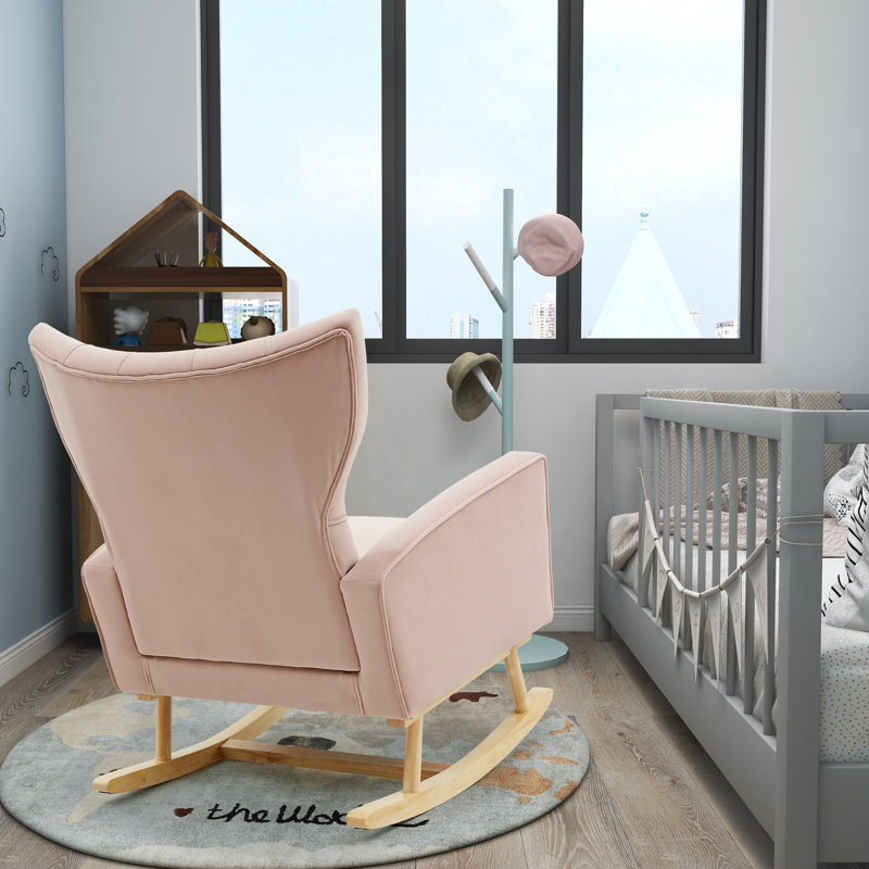Chaise berçante Jahsun, Velours rose
