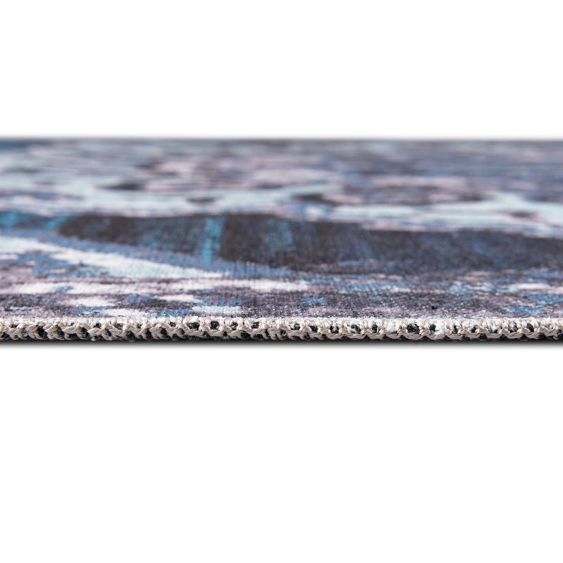 Tapis oriental gris / bleu Aten, Tapis de couloir 2 pi x 10 pi