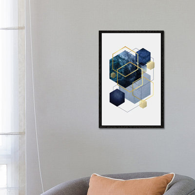 Navy Gold Geo II 1 Piece Wall Art on Canvas