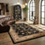 Tapis intérieur / extérieur à médaillon perse crème / noir 4 pi x 6 pi (3 pi 9 po x 5 pi 6 po) Yasmin-2012121343