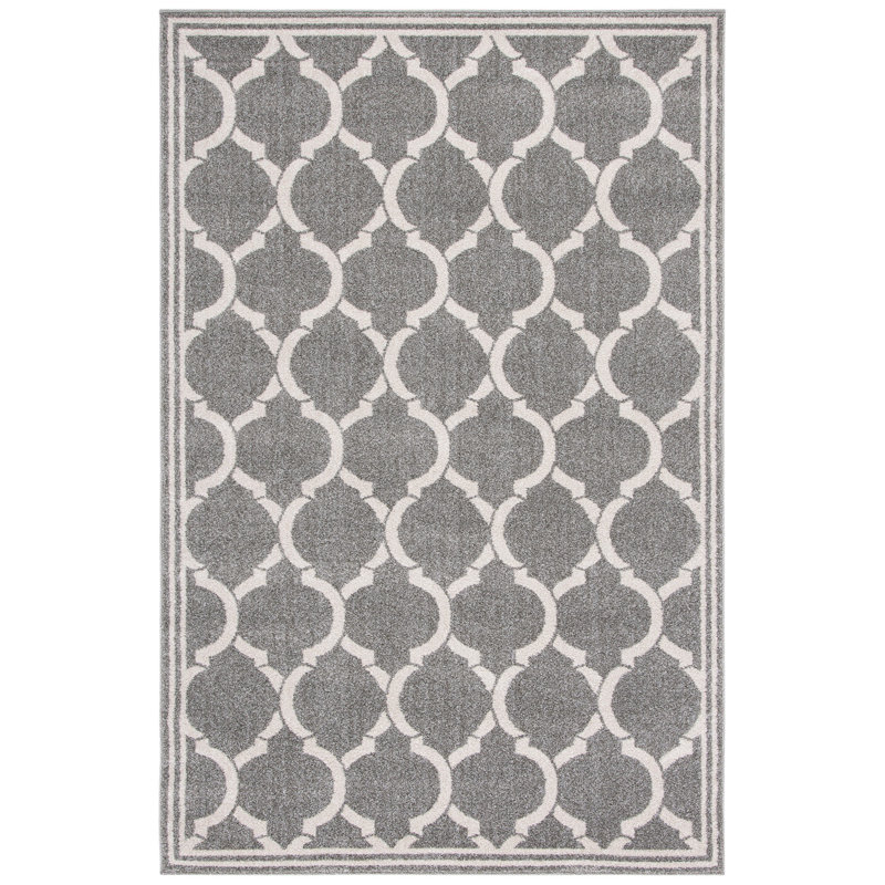Ammundsen Geometric Dark Gray/Beige Area Rug, Rectangle 5'3" x 8'