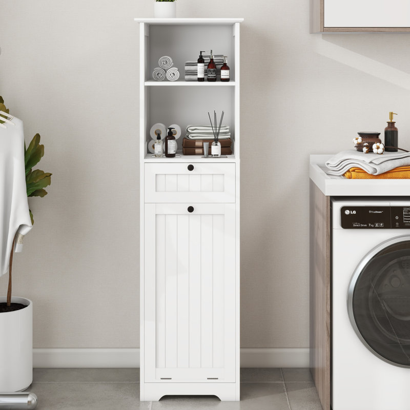 Tilt-Out Laundry Sorter Cabinet In White - One Compartment, Drawer, Built From E1 With Painting For A Convenient Storage Made Strong And Painted Surface Durability