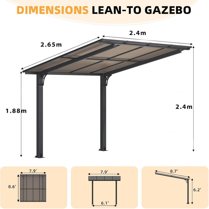 Hardtop Gazebo, 2.4 m x 2.4 m